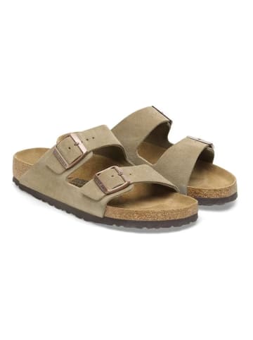 Birkenstock Leder-Pantoletten "Arizona" in Taupe - Weite S