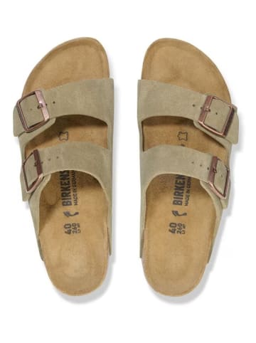 Birkenstock Leder-Pantoletten "Arizona" in Taupe - Weite S