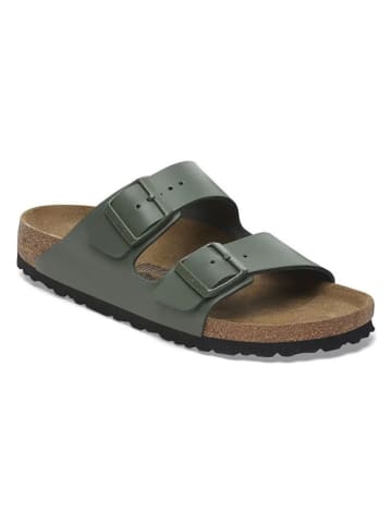 Birkenstock Skórzane klapki "Arizona" w kolorze zielonym