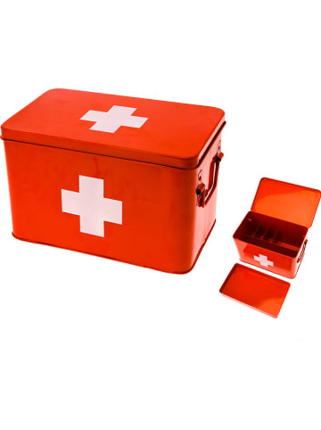 Present Time Aufbewahrungsbox "Medicine" in Rot/ Weiß - (B)31,5 x (H)21 x (T)19 cm