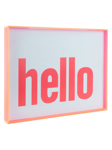 Present Time Druk artystyczny "Hello" w kolorze różowym w ramce - 31 x 41 cm