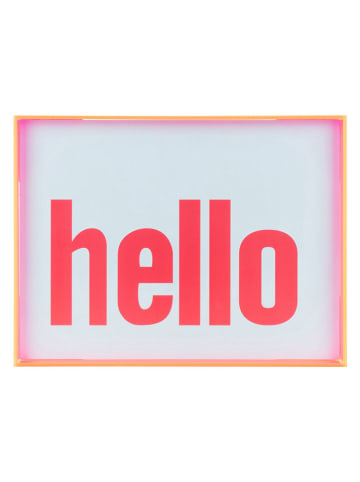 Present Time Druk artystyczny "Hello" w kolorze różowym w ramce - 31 x 41 cm