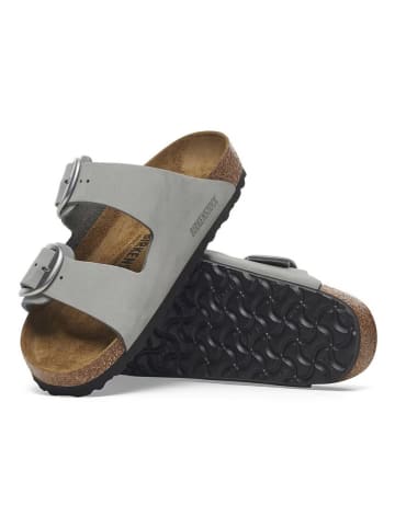 Birkenstock Leder-Pantoletten "Arizona" in Grau - Weite S