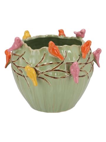 daan kromhout Blumentopf "Bird" in Grün/ Bunt - (H)20 x Ø 26 cm