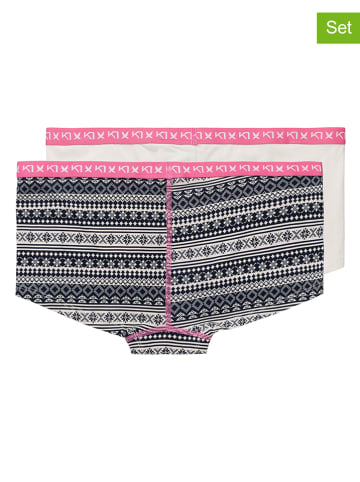 KARI TRAA 2er-Set: Pantys in Schwarz/ Weiß/ Pink