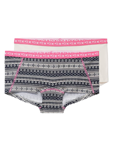 KARI TRAA 2er-Set: Pantys in Schwarz/ Weiß/ Pink