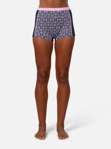 KARI TRAA Merinowoll-Thermoboxershorts "Rose" in Dunkelblau/ Rosa