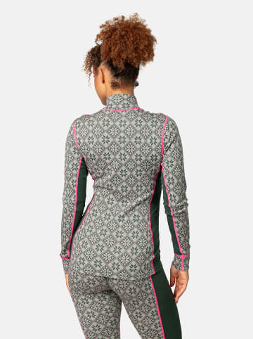 KARI TRAA Merinowoll-Thermounterhemd "Rose" in Grün/ Grau