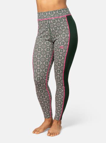 KARI TRAA Merinowoll-Thermounterhose "Rose" in Grün/ Pink