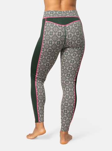 KARI TRAA Merinowoll-Thermounterhose "Rose" in Grün/ Pink