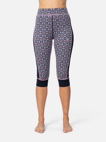 KARI TRAA Merinowoll-Thermounterhose "Rose Capri" in Dunkelblau/ Rosa