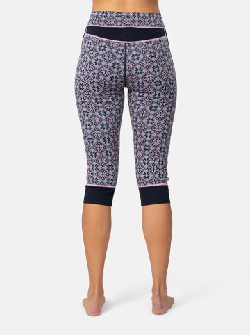 KARI TRAA Merinowoll-Thermounterhose "Rose Capri" in Dunkelblau/ Rosa
