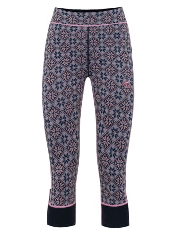 KARI TRAA Merinowoll-Thermounterhose "Rose Capri" in Dunkelblau/ Rosa