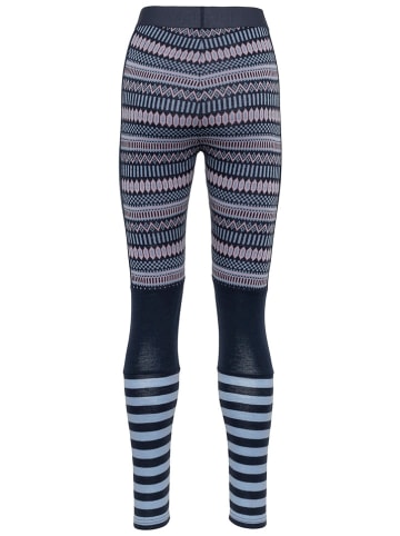 KARI TRAA Merinowoll-Thermounterhose "Akle" in Dunkelblau/ Bunt