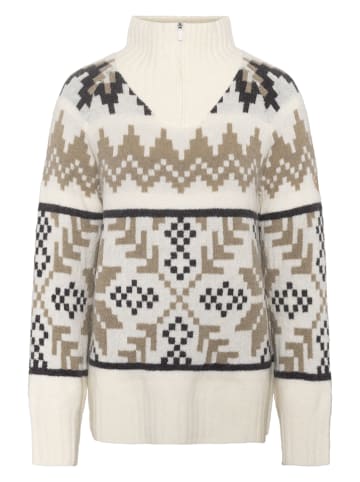 KARI TRAA Sweter "Amelia" w kolorze biało-beżowo-antracytowym