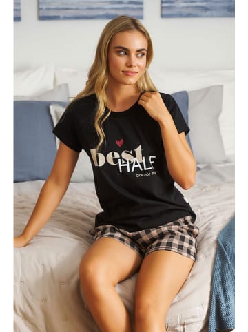 Doctor Nap Pyjama in Schwarz/ Grau