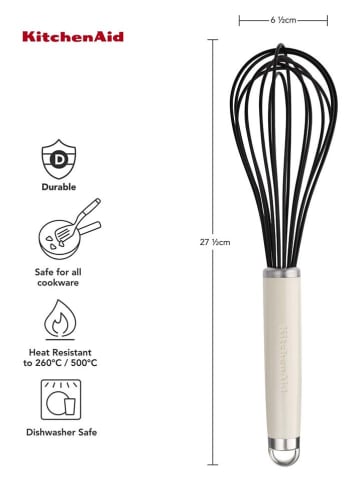 KitchenAid Schneebesen in Creme/ Schwarz - (H)27,5 x Ø 6,5 cm