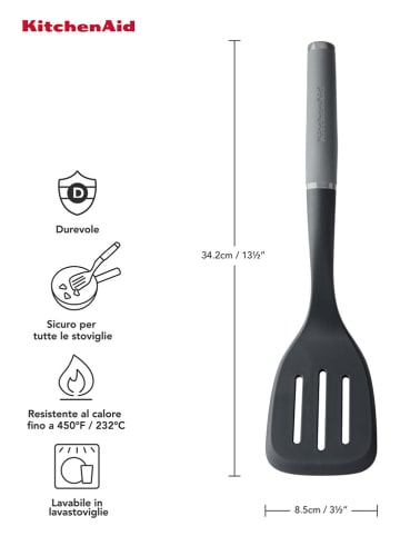 KitchenAid Pfannenwender in Schwarz/ Grau - (L)34,2 cm