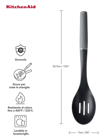 KitchenAid Łyżka cedzakowa w kolorze czarno-szarym - dł. 33,7 cm