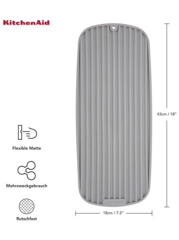 KitchenAid Abtropfmatte in Hellgrau - (L)43 x (B)18 cm
