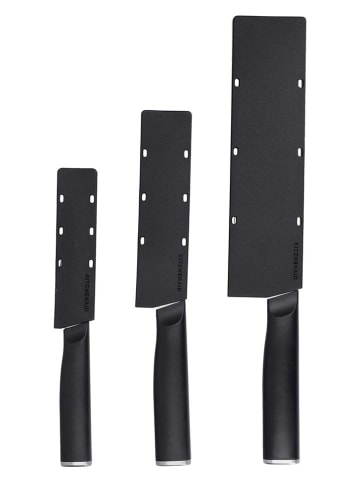 KitchenAid 3tlg. Set: Küchenmesser in Silber/ Schwarz