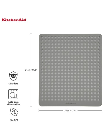 KitchenAid Spülbeckenmatte in Hellgrau - (L)34 x (B)30 cm