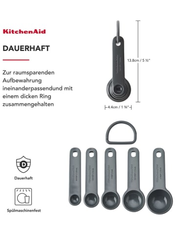 KitchenAid 5tlg. Set: Messlöffel in Grau - (L)13,8 cm