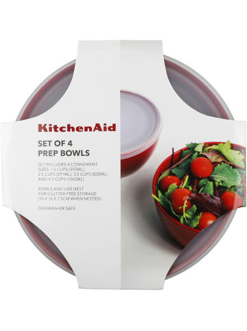 KitchenAid Pojemniki (4 szt.) w kolorze czerwonym