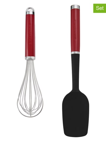 KitchenAid 2-częściowy zestaw w kolorze srebrno-czarno-czerwonym