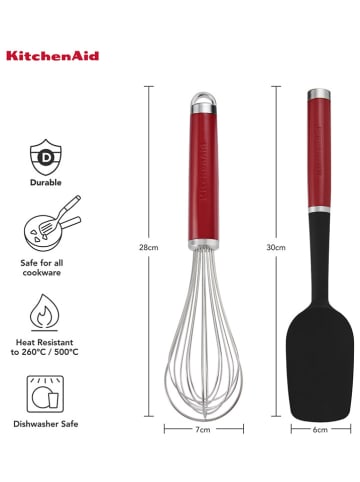 KitchenAid 2-częściowy zestaw w kolorze srebrno-czarno-czerwonym