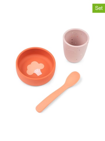 done by deer Zestaw "Papaya" w kolorze pomarańczowo-jasnorózowym do nauki jedzenia