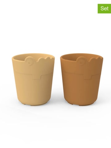 done by deer 2er-Set: Trinkbecher "Croco" in Hellbraun/ Beige - 100 ml