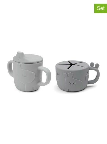 done by deer 2tlg. Set: Snackbox und Trinklernbecher in Grau