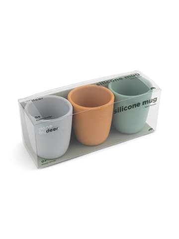 done by deer 3-delige set: siliconen drinkbekers geel/groen/grijs - 160 ml