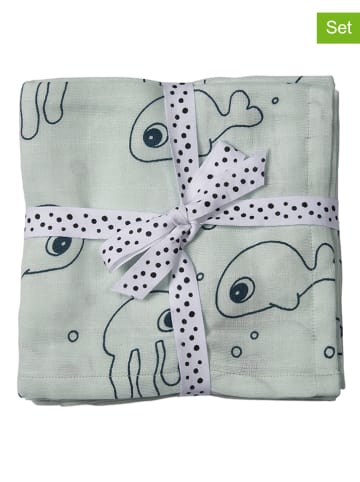 done by deer 2-delige set: gaasdoeken "Sea friends" lichtblauw - (L)120 x (B)120 cm