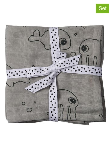 done by deer 2-delige set: gaasdoeken grijs - (L)120 x (B)120 cm