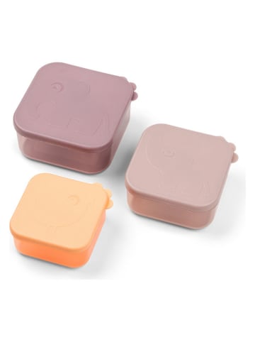 done by deer 3-delige set snackboxen "Deer" lichtroze/abrikooskleurig