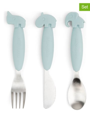 done by deer 3-delige bestekset "Deer friends" lichtblauw