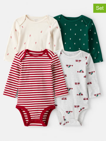 carter's 4er-Set: Bodys in Creme/ Grün/ Rot