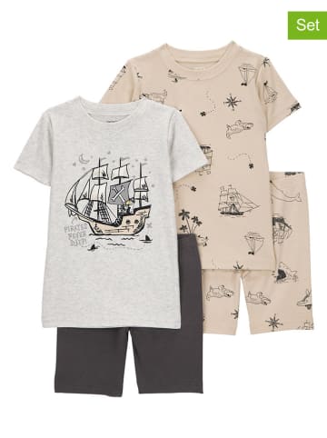 carter's 2er-Set: Pyjamas in Beige/ Braun/ Grau