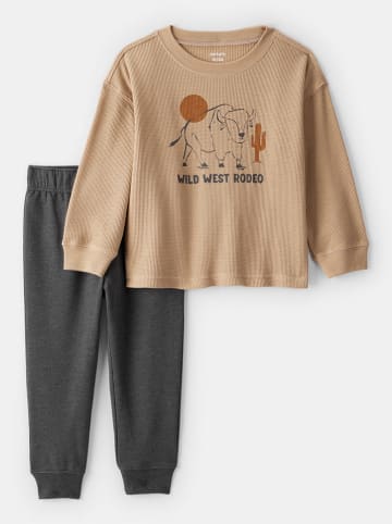carter's 2-delige outfit beige/antraciet