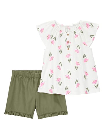 carter's 2tlg. Outfit in Weiß/ Khaki