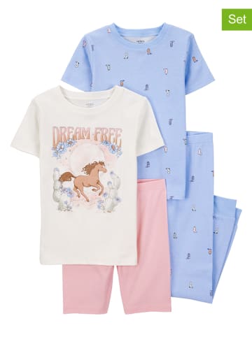 carter's 2er-Set: Pyjamas in Rosa/ Weiß/ Blau