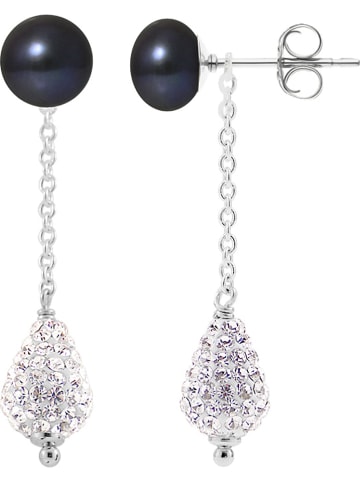 Pearline Srebrne kolczyki z kryształkami i perłami w kolorze białym