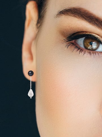 Pearline Srebrne kolczyki z kryształkami i perłami w kolorze białym