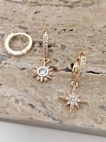 Nakkash 3-delige set: vergulde creolen met sierelementen met zirkonia