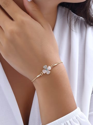 Nakkash Vergulde armband met zirkonia en parelmoer