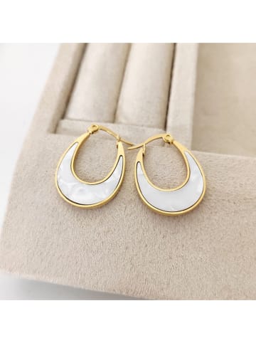 Nakkash Pozłacane kolczyki-kreole z masą perłową