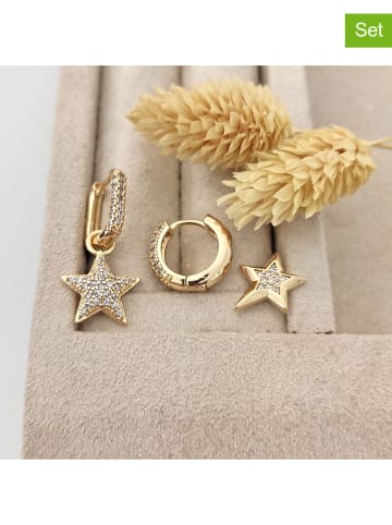 Nakkash 3-częściowy zestaw pozłacanych kolczyków z cyrkoniami