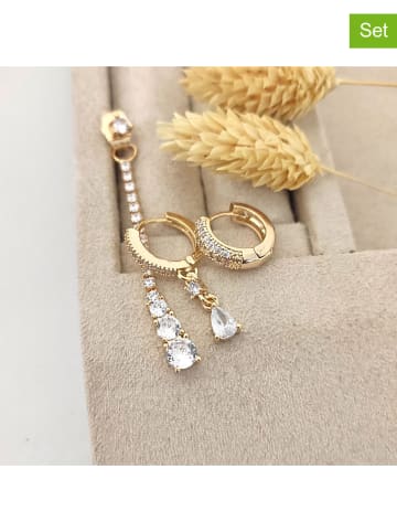 Nakkash 3-delige set: vergulde oorringen met edelstenen